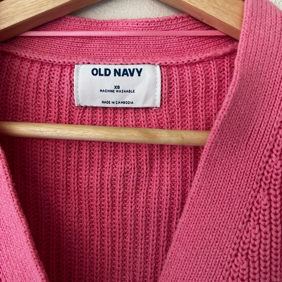 Old Navy XS Vibrant Pink Cardigan Button Up Cotton Sweater - Picture 2 of 5